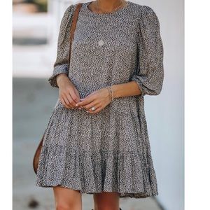 Leopard print tiered babydoll dress